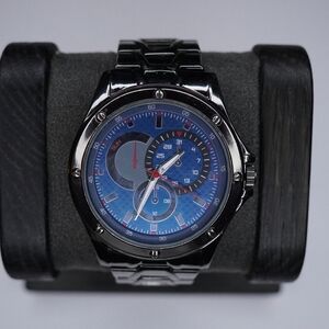 Men’s Black Stainless Steel Chronograph Watch FMDYM015 Quartz Japan Movement